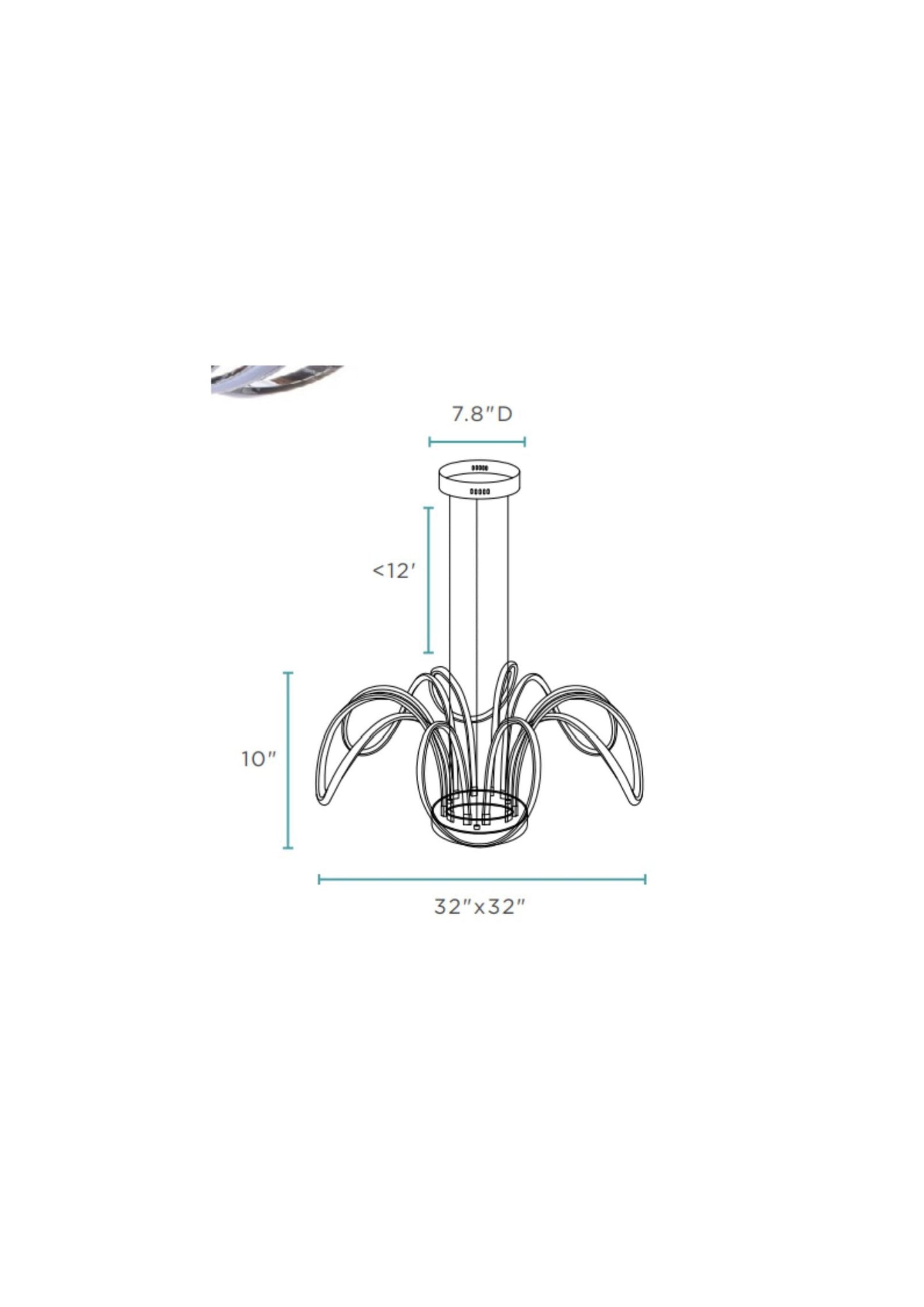 6 Petal Flower LED Strip Chandelier // Chrome and Dimmable