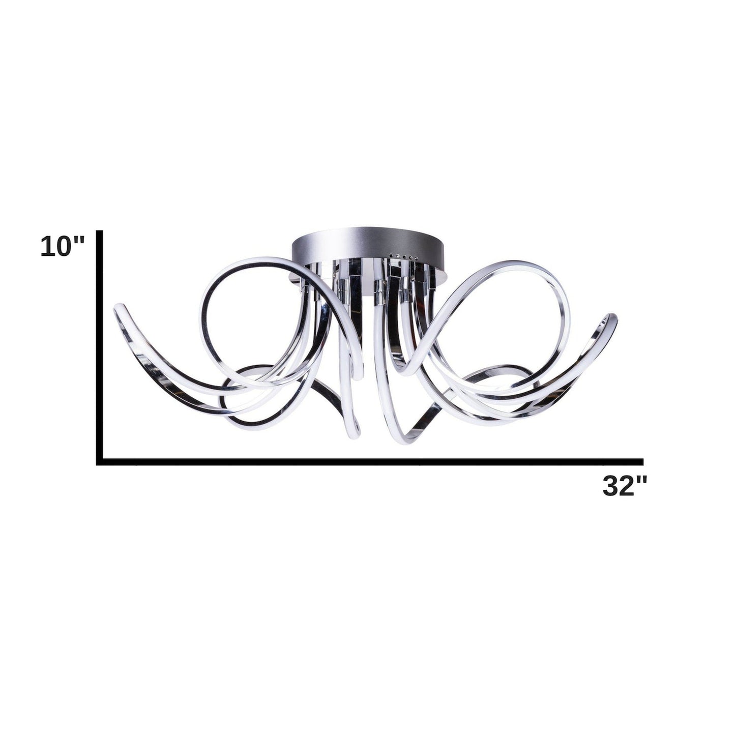 6 Petal Flower LED Strip Flush Mount Lamp // Chrome and Dimmable
