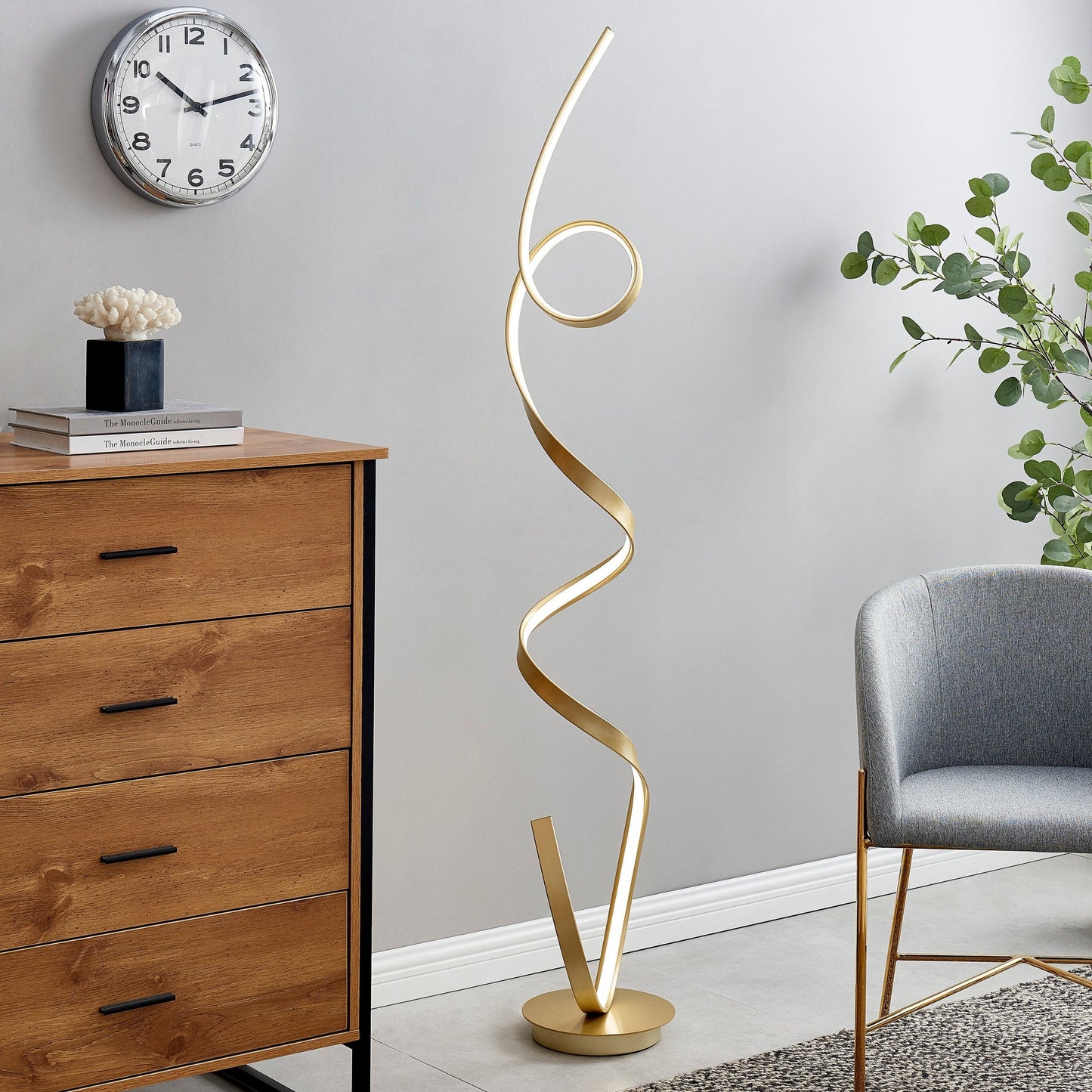 Amsterdam LED Sandy Gold 63-Inch Floor Lamp - Dimmable