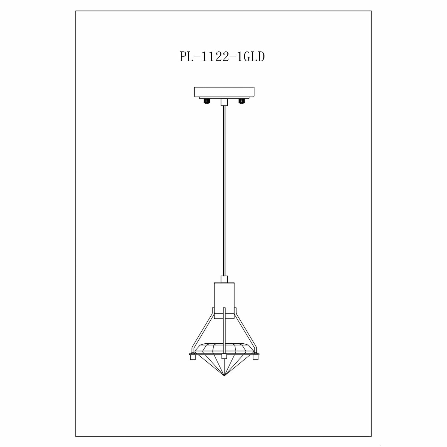 Hollywood Diamond 1 Light Pendant // Gold
