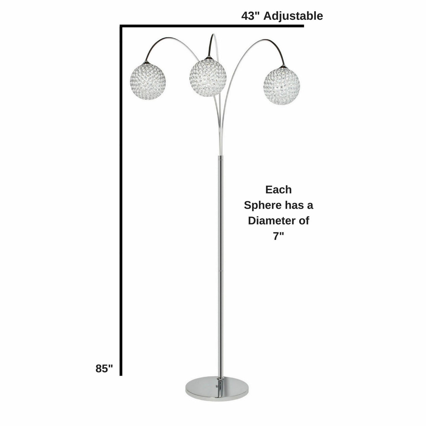 Horizontal Crystal Spheres Floor Lamp // 3 Light