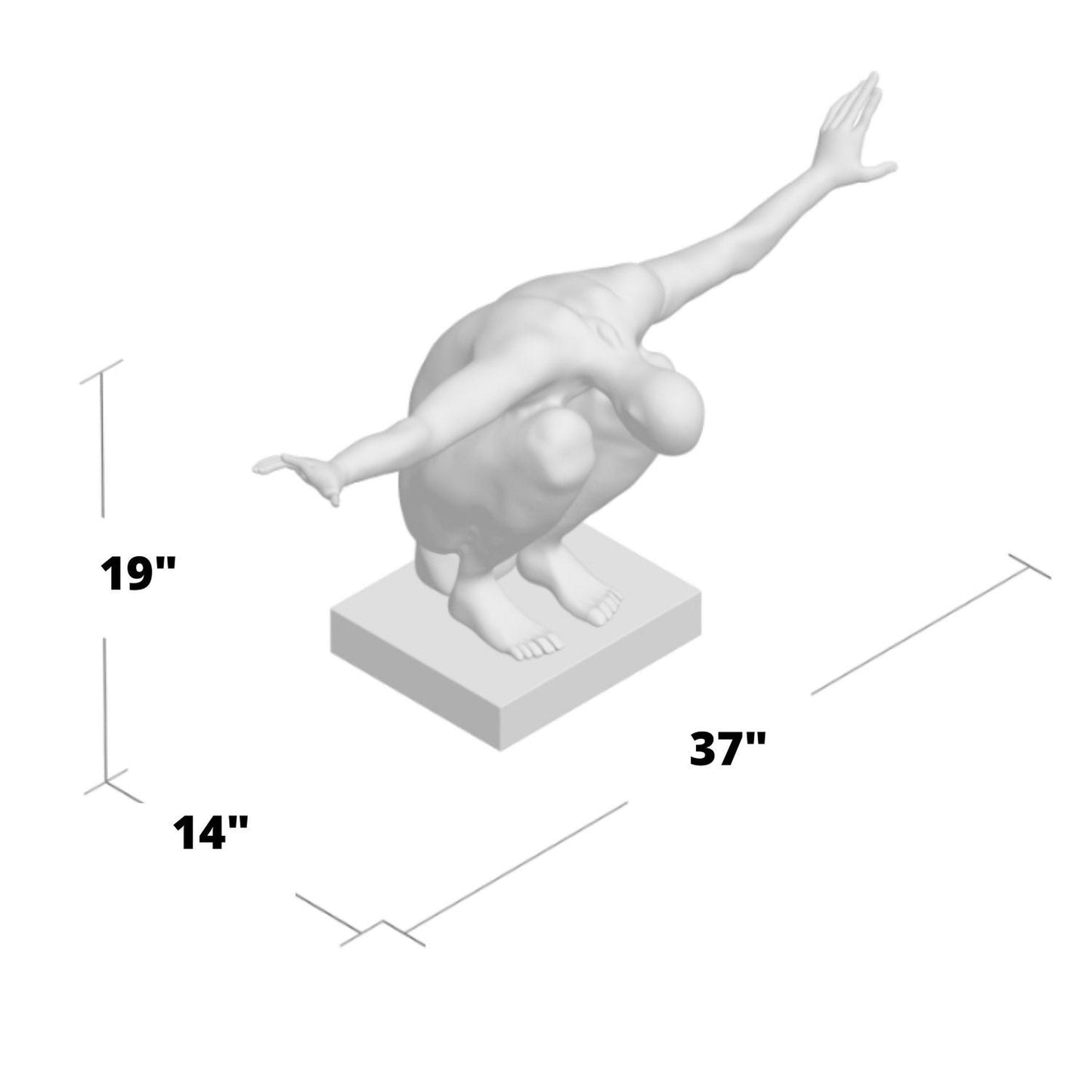 Large Saluting Man Resin Sculpture 37" Wide x 19" Tall // White