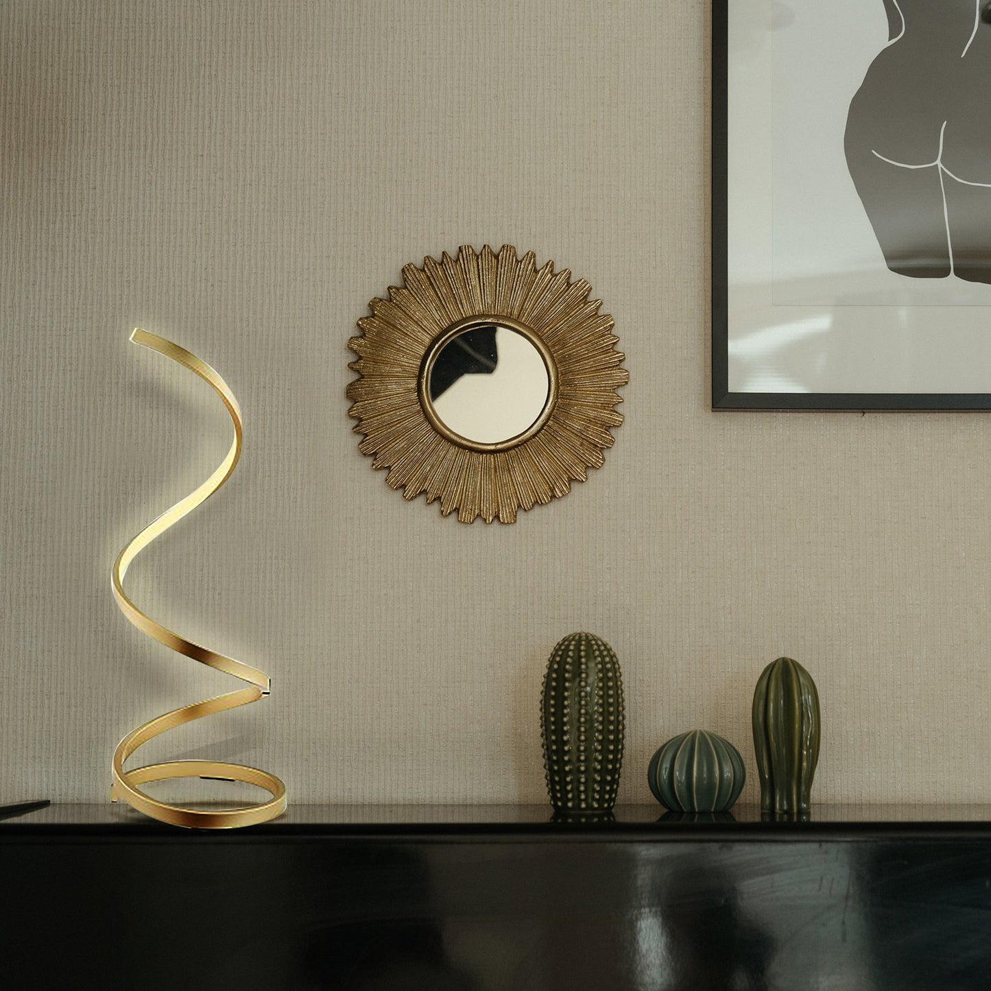 Modern Spiral LED Table Lamp // Led Strip // Sandy Gold