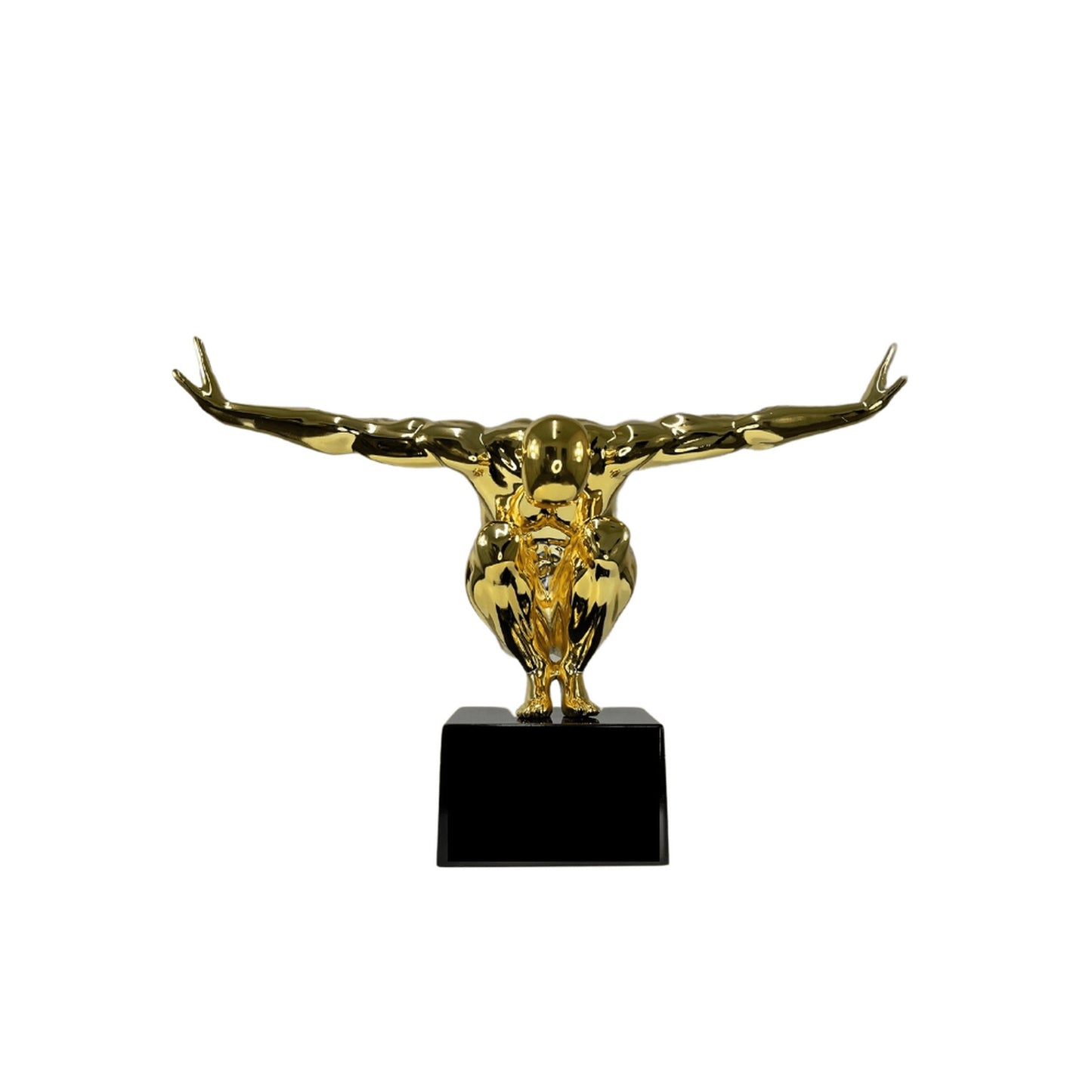 Small Saluting Man Resin Sculpture 17" Wide x 10.5" Tall // Gold