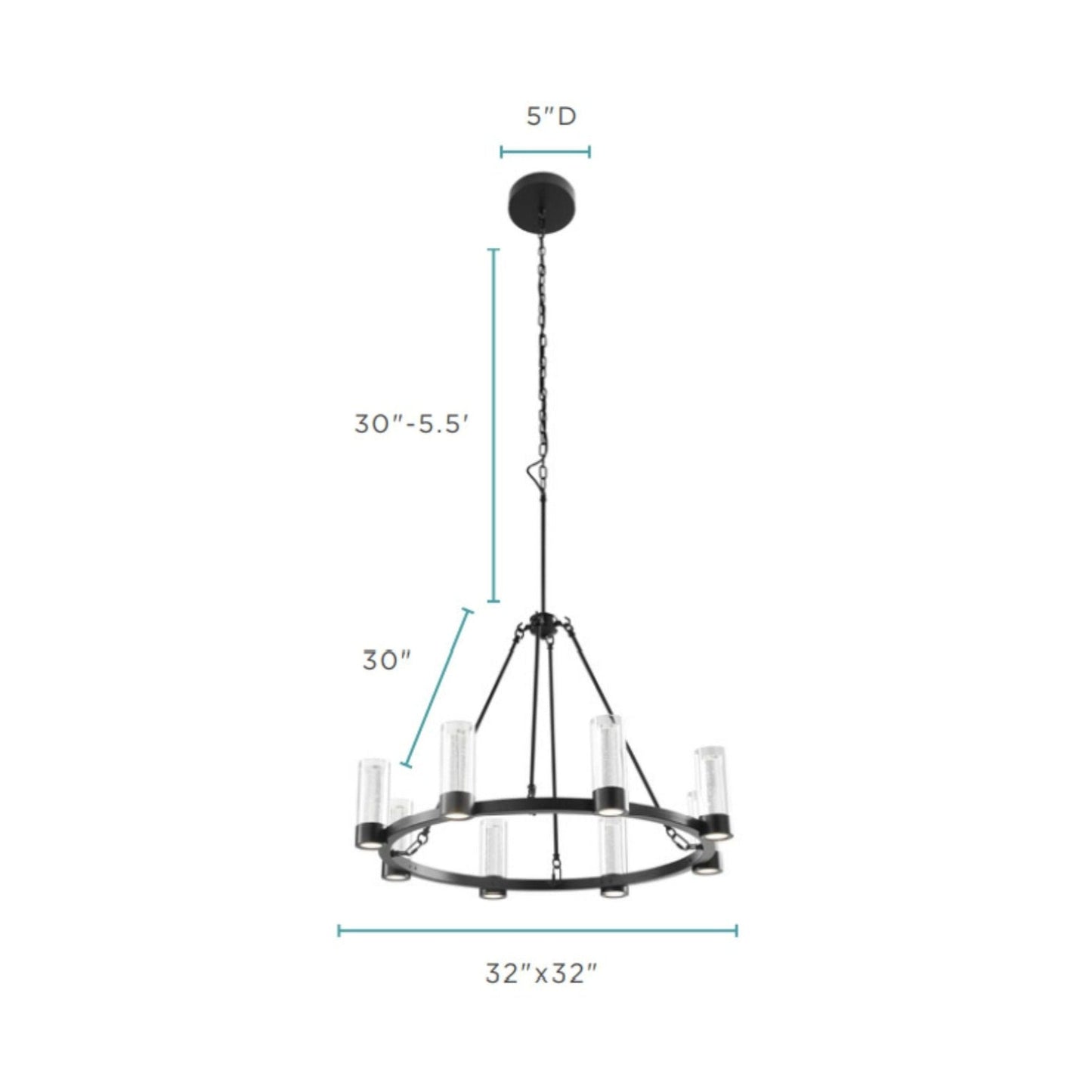 Victory 8 Light Chandelier // Matte Black
