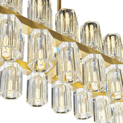 Anderson 36 Light Rectangular Chandelier, Crystal & Gold
