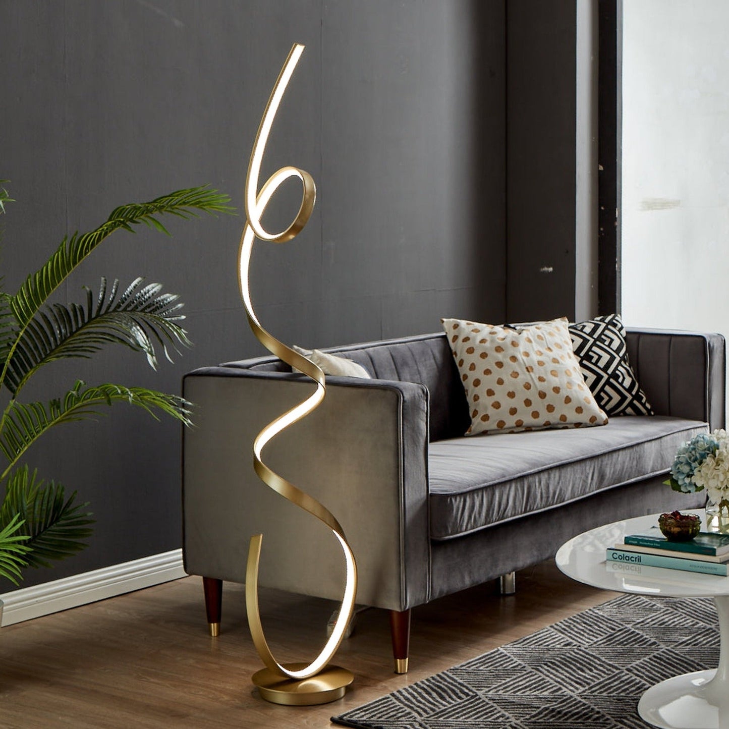 Amsterdam LED Sandy Gold  63-Inch Floor Lamp - Dimmable