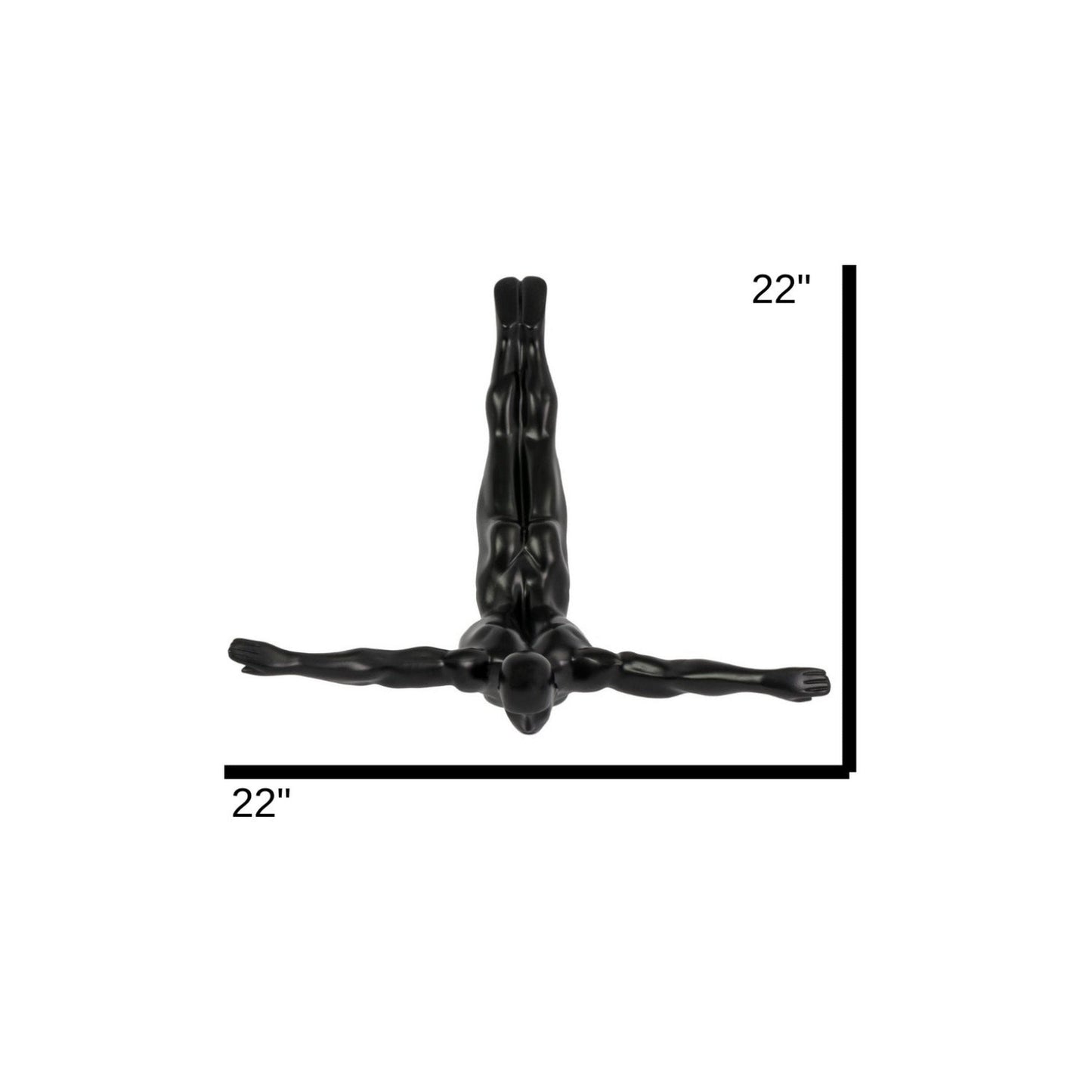 Diver Wall Decor Sculpture // 22" Matte Black