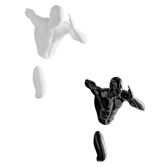 Set of Two Wall Runners Sculptures // White & Black