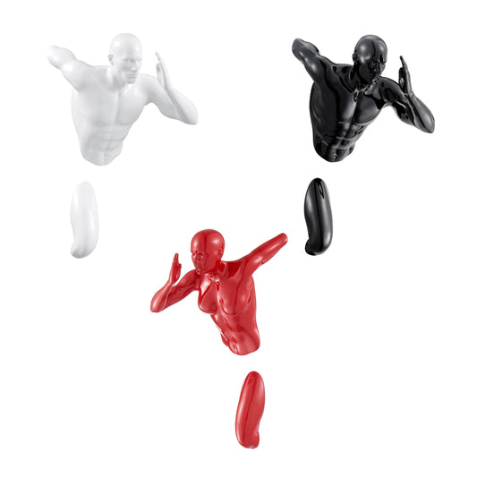 Set of three Wall Runner Sculptures // Black, Red and White