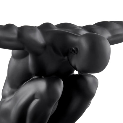 Small Saluting Man Resin Sculpture 17" Wide x 10.5" Tall // Black