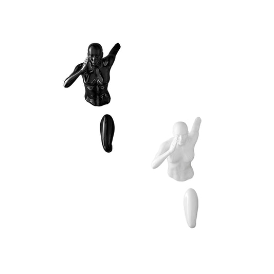 Set of Two Wall Runners Women Sculptures // Black & White