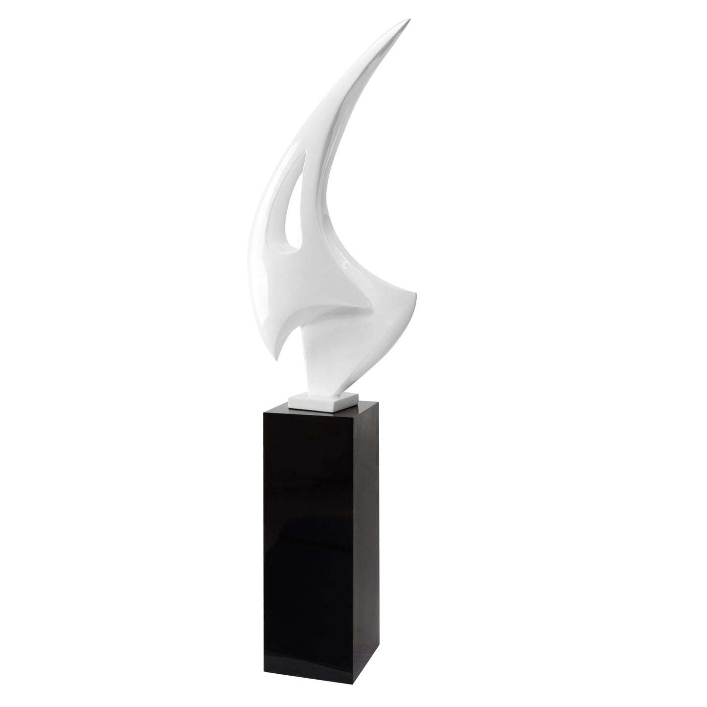 White Sail Floor Sculpture With Black Stand, 70" Tall