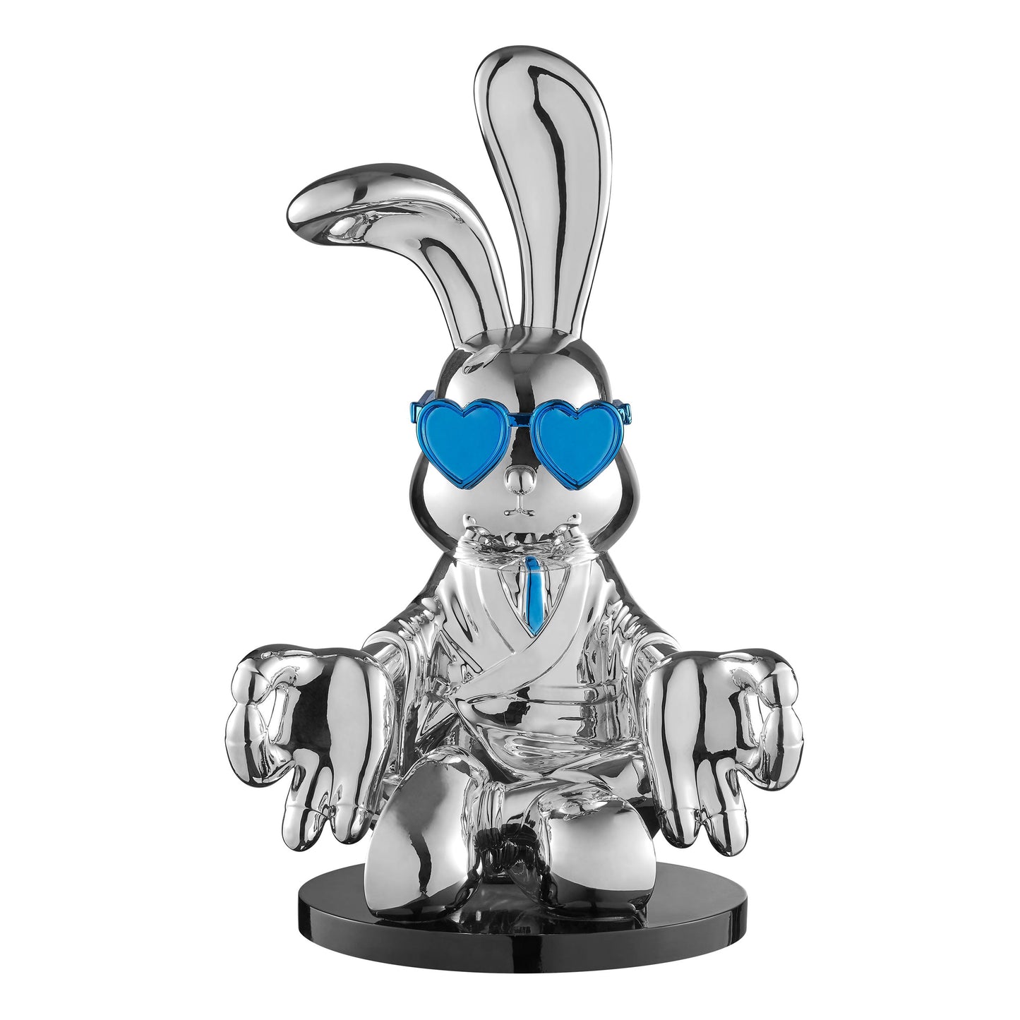 Sitting Rabbit with Blue Tie and Glasses